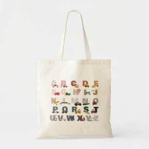 Tote Bag Beau Alphabet ABC Camions, Véhicules de transport