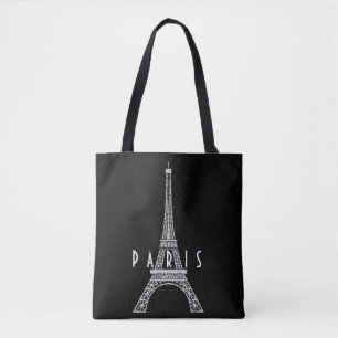 Tote Bag Beau blanc France Paris Tour Eiffel Bouton