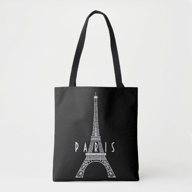 Tote Bag Beau blanc France Paris Tour Eiffel Bouton (Devant)