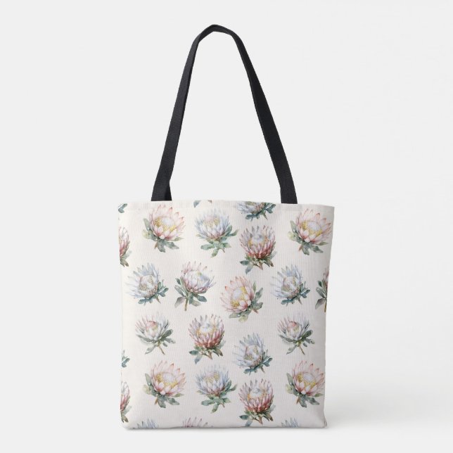 Tote Bag Beau blanc rougeâtre roi motif de la fleur de prot (Dos)
