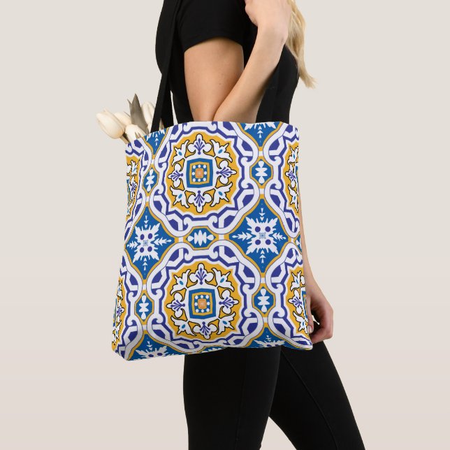 Tote Bag 💙 Beau bleu Azulejos IV Petite tuile (De près)