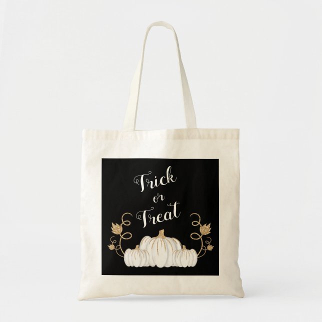 Tote Bag Beau Brouillon Noir Ou Traiter Halloween Citrouill (Devant)