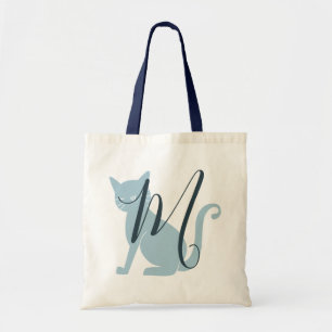 Tote Bag Beau Chat Bleu Monogramme Fourre-tout