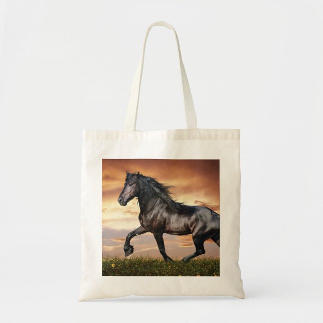 Tote Bag Beau Cheval Noir (Devant)