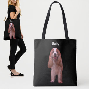 Tote Bag Beau chien Cocker Spaniel Anglais sur fond noir