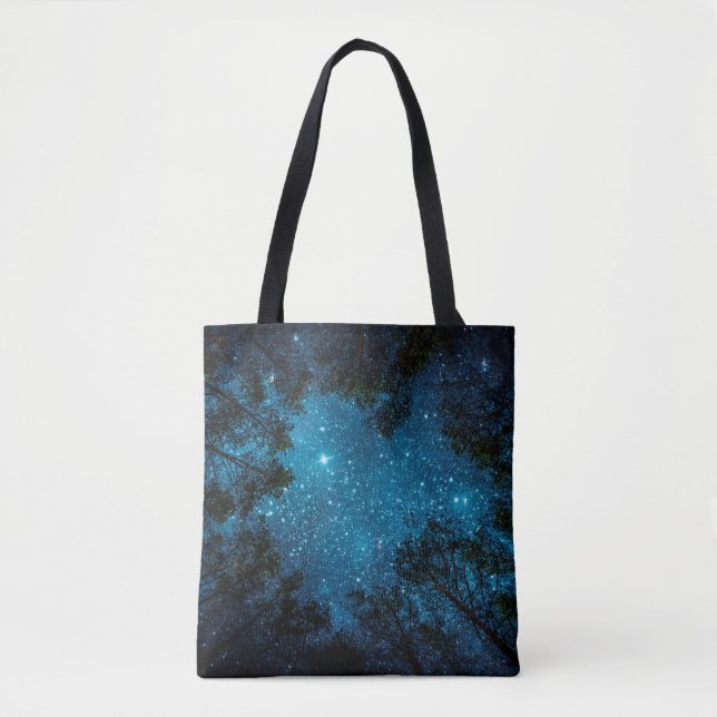 Tote Bag Beau ciel nocturne, la Voie Lactée et les arbres.  (Devant)