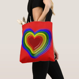 Tote Bag beau coeur arc-en-ciel