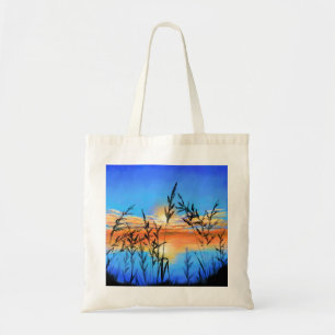 Tote Bag Beau coucher de soleil sur le lac - Miroir - Peint