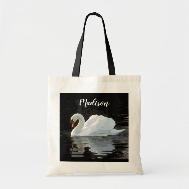 Tote Bag Beau cygne blanc muet, réflexions, ton nom (Devant)