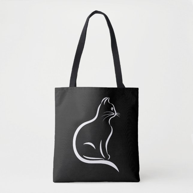 Tote Bag Beau dessin de chat pour amoureux des animaux. (Devant)