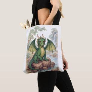 Tote Bag Beau dragon vert