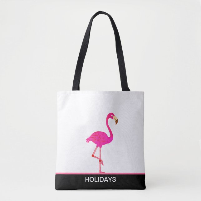 Tote Bag Beau Flamant sur Fond Noir et Blanc (Devant)