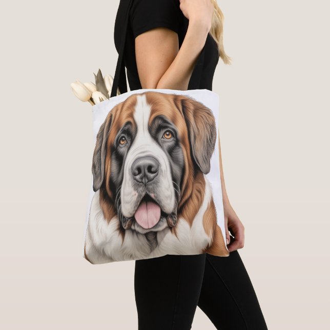 TOTE BAG BEAU GRAND CHIEN SAINT BERNARD (De près)