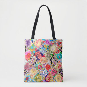 Tote Bag Beau Jardin dessiné à la main Modèle floral ave