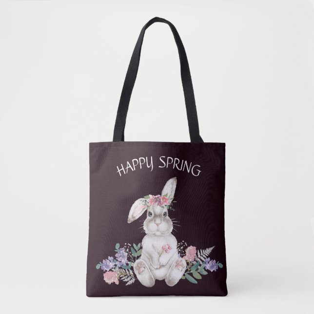 Tote Bag Beau Lapin - Reversible Floral Happy Spring (Devant)