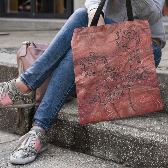 Tote Bag Beau marbre rouge avec Rose (Beautiful Red Marble with Rose Tote Bag)