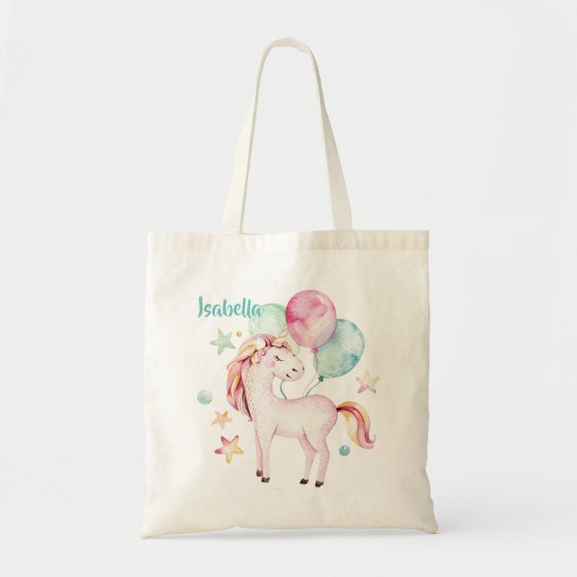 Tote Bag Beau mignon imaginaire unicorne ballons favoriser (Devant)
