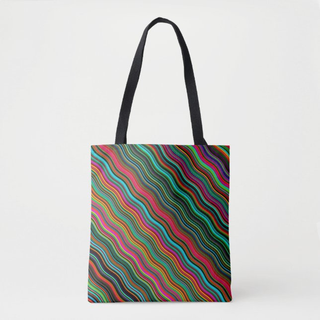 Tote Bag Beau Motif coloré Wavy Stripe (Devant)