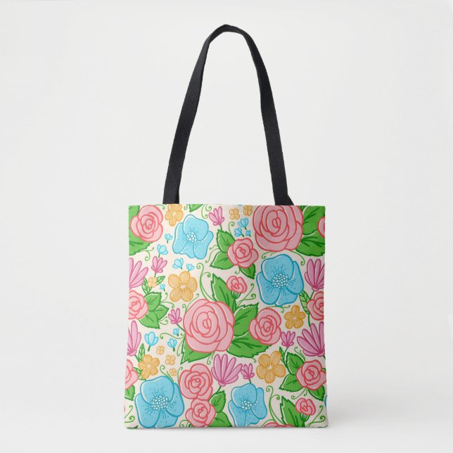 Tote Bag Beau Motif de fleurs colorées (Devant)