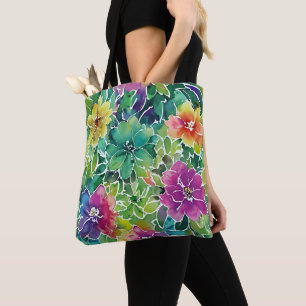 Tote Bag Beau Motif de fleurs d'aquarelle