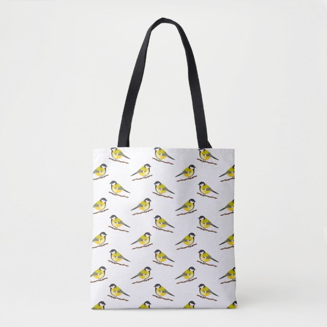 Tote Bag Beau Motif D'Oiseaux Jaunes Grand Tit (Devant)