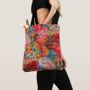 Tote Bag Beau motif floral Abstrait coloré brillant