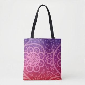 Tote Bag Beau motif floral dégradé indien