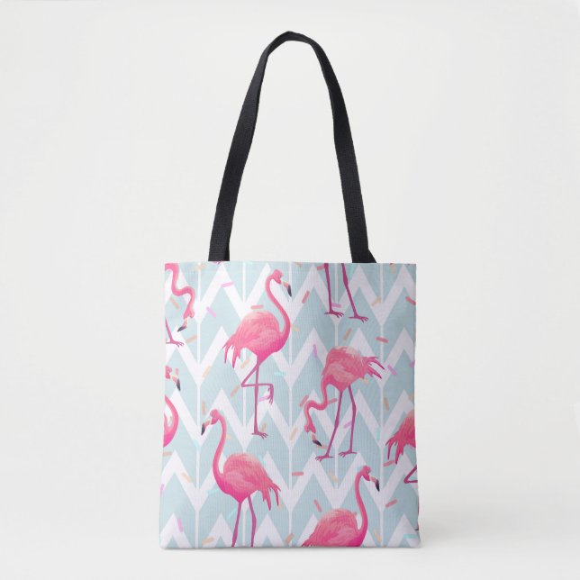 Tote Bag Beau motif tropical transparent avec flamme rose (Devant)
