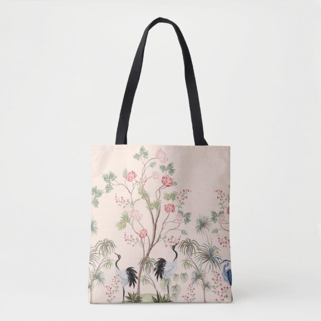 Tote Bag Beau papier peint exotique chinoiserie. Main dessi (Devant)