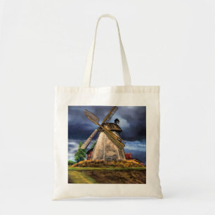 Tote Bag Beau paysage de moulin à vin Pays-Bas - Dessin