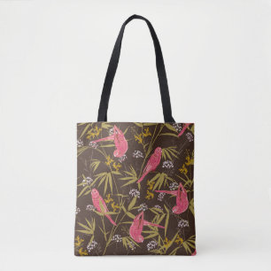 Tote Bag Beau perroquet à main dans la forêt de Bamboo