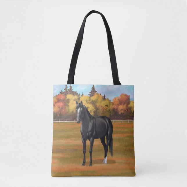 Tote Bag Beau Stallion Cheval du Quartier Noir (Devant)