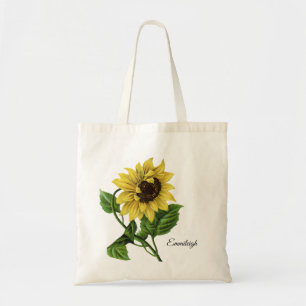 Tote Bag Beau tournesol vintage jaune marron