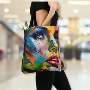Tote Bag Beau visage peint Portrait Artistique