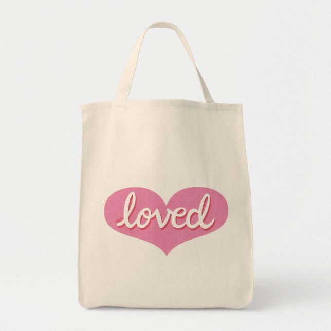 Tote Bag Beaucoup aimé - Coeur d'amour rose - (Devant)