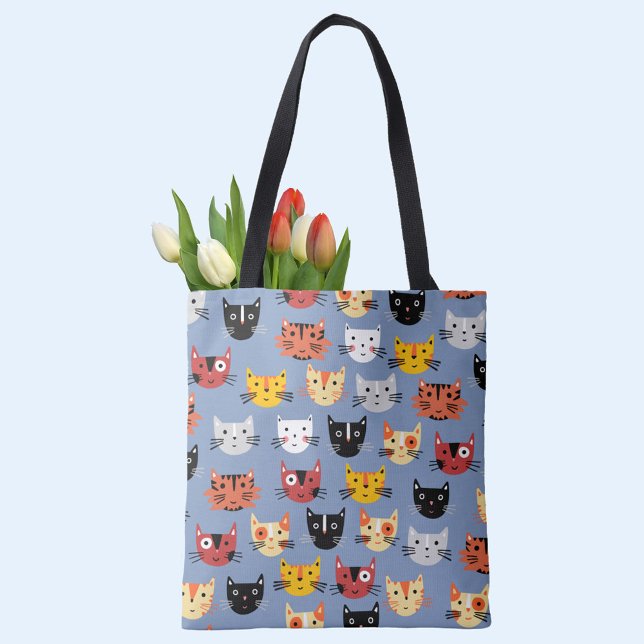 Tote Bag Beaucoup de chats (Lots of adorable cats smile at you from this fun and whimsical bag)