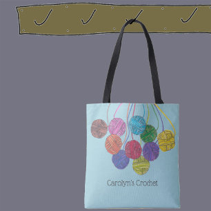 Tote Bag Beaucoup de couleurs boules de fil, crochet, perso