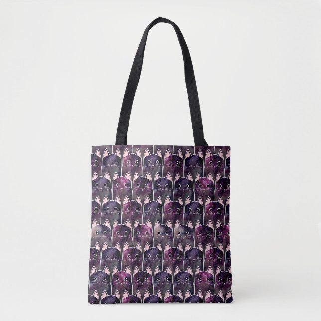 Tote Bag Beaucoup de Motif de chats galaxy (Devant)