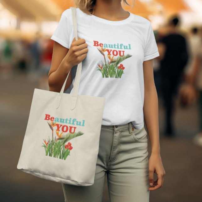 Tote Bag Beauté Be You Monogram Orange Garden Floral (Créateur téléchargé)