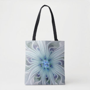 Tote Bag Beauté florale Abstraite moderne Blue Pastel Flowe
