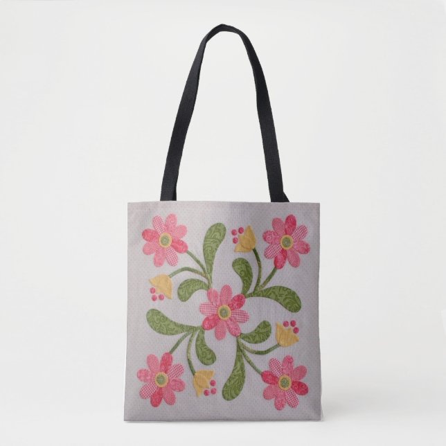Tote Bag Beauté florissante : Ariah Appliqué Floral Fourre- (Devant)