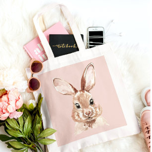 Tote Bag Beauté moderne Pastel Rose Aquarelle Bunny Lovely