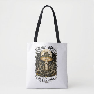 Tote Bag Beauté qui grandit dans le champignon vintage somb