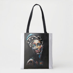 Tote Bag Beauté texturée : un portrait perlé Abstrait