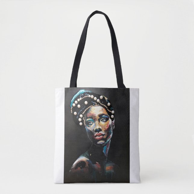 Tote Bag Beauté texturée : un portrait perlé Abstrait (Devant)