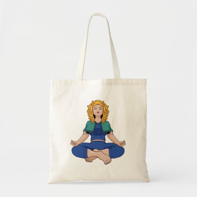 Tote Bag Beautiful Blonde Girl Yoga Pose Lotus Cute (Devant)