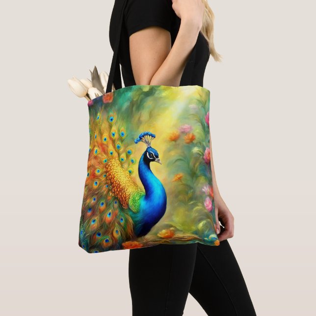 Tote Bag Beautiful Peacock in Garden Bird 98 (De près)