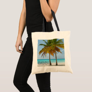 Tote Bag Beaux palmiers sur une plage tropicale