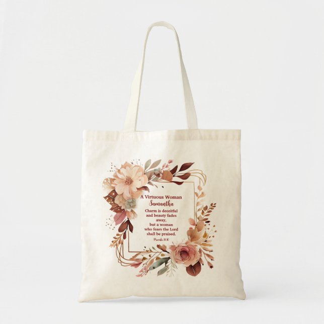 Tote Bag Beaux Proverbes 31 Femme Personnalisée Chrétienne (Devant)