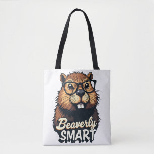 Tote Bag Beaverly Smart - Drôle Castor avec lunettes Graphi
